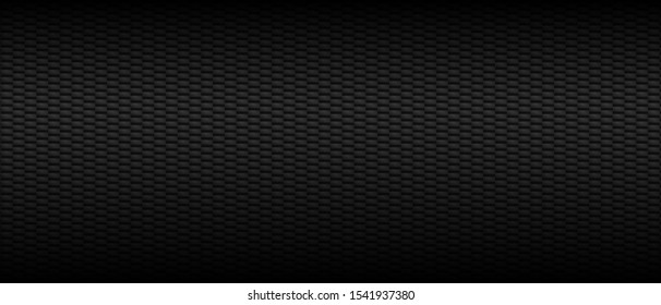 Dark black Carbon fiber Geometric grid background. Modern dark abstract vector texture.