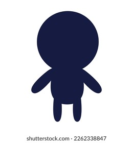 Dark Black Chibi Cute Shadow Standing Character Silhouette Cartoon Mascot