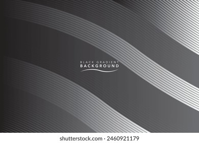 Dark black color gradient wave background, gray colors abstract for banner poster cover design
