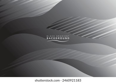 Fondo de onda degradado de color negro oscuro, colores grises abstractos para el diseño de la cubierta del póster del Anuncio