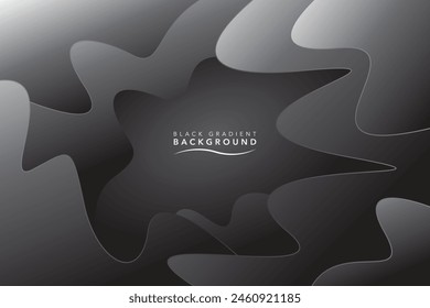 Dark black color gradient wave background, gray colors abstract for banner poster cover design