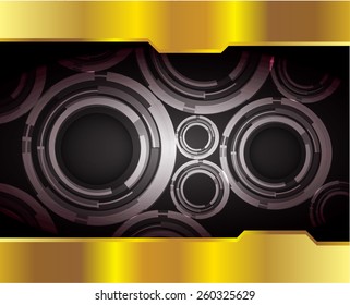 Dark black color Light Abstract Technology background for computer graphic website internet. circuit. gold