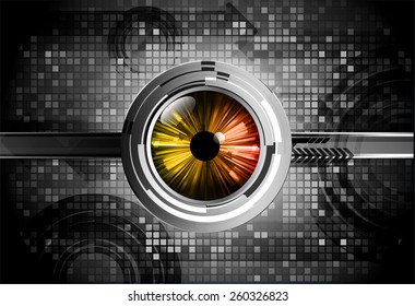 Dark black color Light Abstract Technology background for computer graphic website internet. circuit. orange eye
