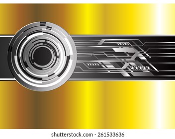 Dark black color Light Abstract Technology background for computer graphic website internet. gold. circuit
