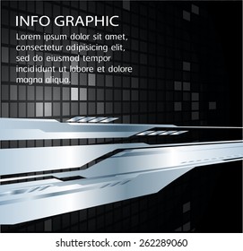 Dark black color Light Abstract Technology background for computer graphic website internet business. pixel. Tables, mosaic. silver. text box. label. card. banner