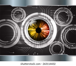 dark black color Light Abstract Technology background for computer graphic website internet and business. circuit. silver background. orange eye.
