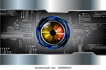 dark black color Light Abstract Technology background for computer graphic website internet and business. circuit. silver background. orange eye.
