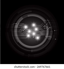 dark black color Light Abstract Technology background for computer graphic website internet and business. circuit. vector illustration.