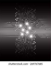 dark black color Light Abstract Technology background for computer graphic website internet and business. circuit. vector illustration. Mosaic, table pixel.