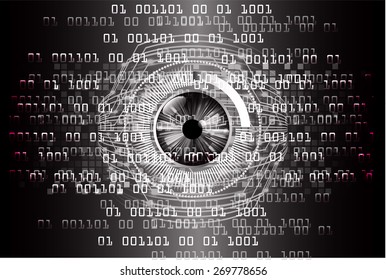 dark black color Light Abstract Technology background for computer graphic website internet and business. circuit. vector illustration. wave. eye. eyeball. number. one. zero