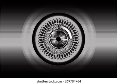 dark black color Light Abstract Technology background for computer graphic website internet and business. circuit. vector illustration. eye. eyeball