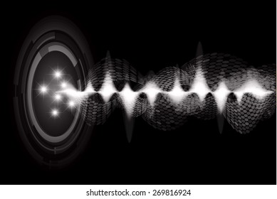 dark black color Light Abstract Technology background for computer graphic website internet and business. circuit. vector illustration. abstract digital sound wave background.