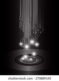 dark black color Light Abstract Technology background for computer graphic website internet and business. circuit. vector illustration.