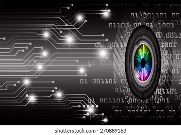 dark black color Light Abstract Technology background for computer graphic website internet and business. circuit. vector illustration. eye. eyeball
