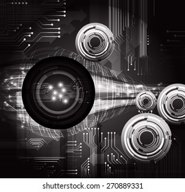 dark black color Light Abstract Technology background for computer graphic website internet and business. circuit. vector illustration