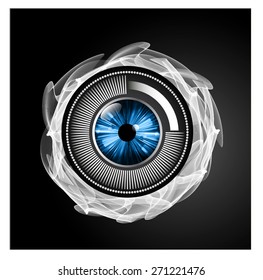 dark black color Light Abstract Technology background for computer graphic website internet and business. circuit. vector illustration. wave. eye. eyeball