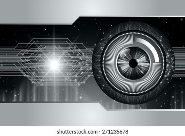 dark black color Light Abstract Technology background for computer graphic website internet and business. circuit. vector illustration. wave. eye. eyeball. silver