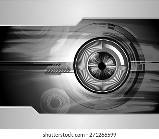 dark black color Light Abstract Technology background for computer graphic website internet and business. circuit. vector illustration. wave. eye. eyeball. silver