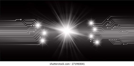 dark black color Light Abstract Technology background for computer graphic website internet and business. circuit. vector illustration. star