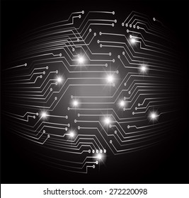dark black color Light Abstract Technology background for computer graphic website internet and business. circuit. vector illustration. star