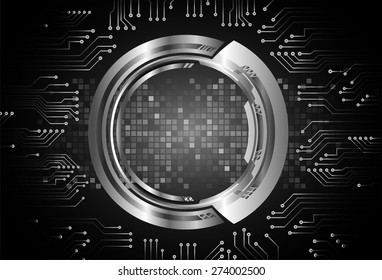 dark black color Light Abstract Technology background for computer graphic website internet and business. circuit. vector illustration. silver. infographics. stars. circle. cycle