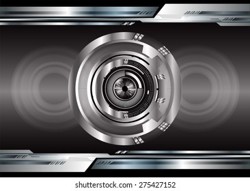 dark black color Light Abstract Technology background for computer graphic website internet and business. circuit.vector illustration. infographics.eye.eyeball. sound waves oscillating glow light