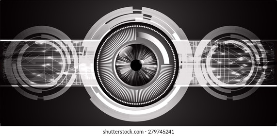 Dark black color Light Abstract Technology background for computer graphic website internet. circuit. eye. eyeball. infographics.