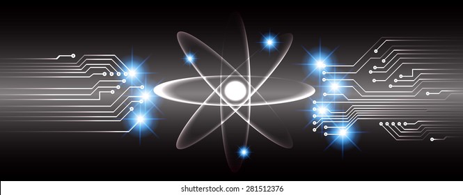 dark black color Light Abstract Technology background for computer graphic website internet and business. circuit. vector illustration. Security.Nuclear,proton, neutron, nucleus. atom. molecular.Spark