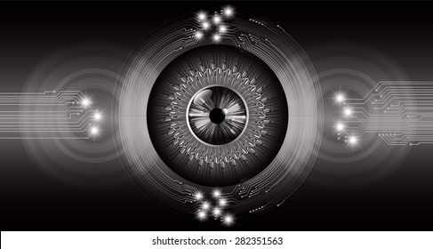 dark black color Light Abstract Technology background for computer graphic website internet and business. circuit. vector illustration. silver. infographics. stars. eye. eyeball