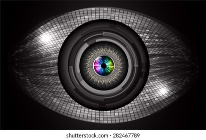 dark black color Light Abstract Technology background for computer graphic website internet and business. circuit. vector illustration. infographics. eye eyeball.