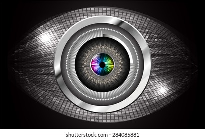 dark black color Light Abstract Technology background for computer graphic website internet and business. circuit. vector illustration. infographics. eye eyeball.