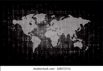 Dark black color Light Abstract Technology background for computer graphic website internet and business. circuit. vector illustration. infographics. motion move blur.neon. pixel. World Map, Global