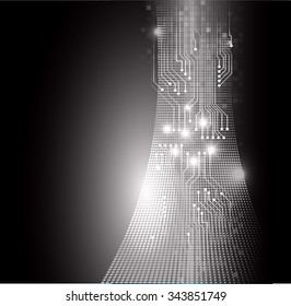 Dark black color Light Abstract Technology background for computer graphic website internet and business. circuit. vector illustration. infographics. motion move blur.neon. pixel.