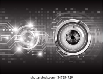 Dark black color Light Abstract Technology background for computer graphic website internet and business.circuit.vector. eye