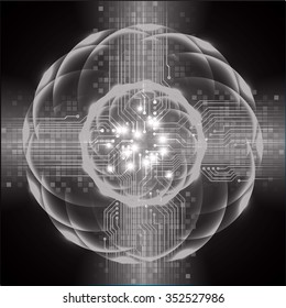 Dark black color Light Abstract Technology background for computer graphic website internet and business. circuit. vector illustration. infographics. motion move blur.neon. pixel. eye
