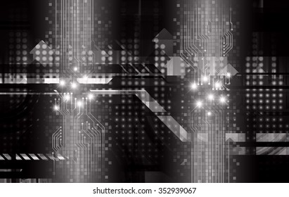 Dark black color Light Abstract Technology background for computer graphic website internet and business. circuit. vector illustration. infographics. motion move blur.neon. pixel.