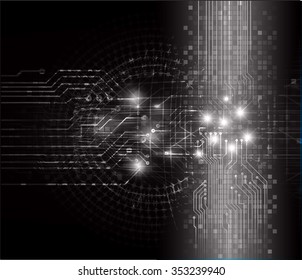 dark black color Light Abstract Technology background for computer graphic website internet and business. circuit. illustration. infographics. binary code.www.vector.motion move blur.one zero