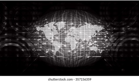 dark black color Light Abstract Technology background for computer graphic website internet and business.circuit.illustration.digital.infographics.binary code. www.vector.motion move blur. World map