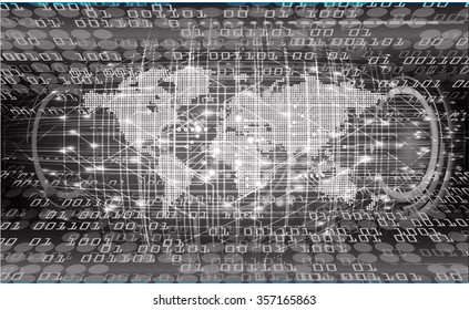 dark black color Light Abstract Technology background for computer graphic website internet and business.circuit.illustration.digital.infographics.binary code. www.vector.motion move blur. World map