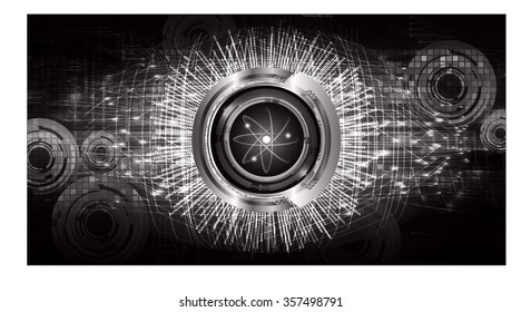 Dark black color Light Abstract Technology background for computer graphic website internet business. illustration.infographics. motion move blur.neon. pixel. molecule atom electron neutron nuclear.