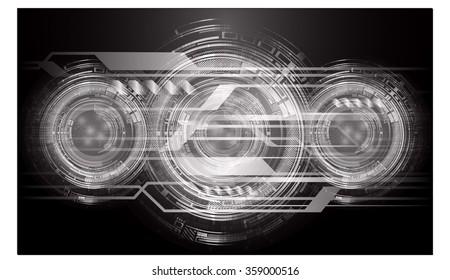 Dark black color Light Abstract Technology background for computer graphic website internet and business. circuit. vector illustration. infographics. motion move blur.neon. pixel. eye. scan virus