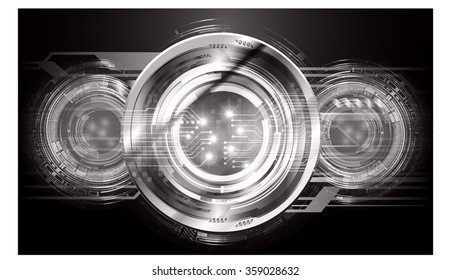 Dark black color Light Abstract Technology background for computer graphic website internet and business. circuit. vector illustration. infographics. motion move blur.neon. pixel. eye. scan virus