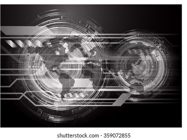 dark black color Light Abstract Technology background for computer graphic, website internet and business.circuit.illustration.digital.infographics.binary code. vector.motion move blur. World map