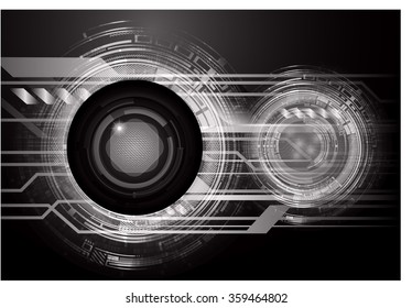 Dark black color Light Abstract Technology background for computer graphic website internet and business. circuit. vector illustration. infographics. motion move blur.neon. pixel. eye scan virus
