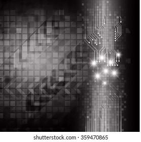 Dark black color Light Abstract Technology background for computer graphic website internet and business. circuit. vector illustration. infographics. motion move blur.neon. pixel. eye scan virus