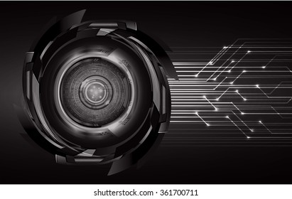 dark black color Light Abstract Technology background for computer graphic website internet and business. circuit. illustration. digital. infographics. binary code. eye scan virus