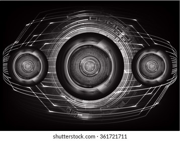 dark black color Light Abstract Technology background for computer graphic website internet and business. circuit. illustration. digital. infographics. binary code. eye scan virus