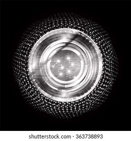 Dark black color Light Abstract Technology background for computer graphic website internet and business. circuit. illustration. infographics. motion move blur.neon. pixel. vector eye