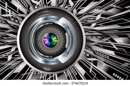 Dark black color Light Abstract Technology background for computer graphic website internet and business. circuit. vector illustration. infographics. motion move blur.neon. pixel. eye scan virus