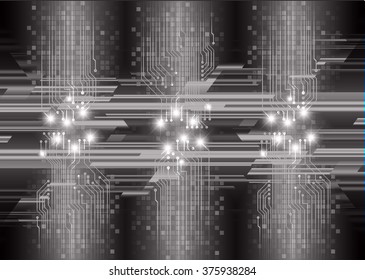 Dark black color Light Abstract Technology background for computer graphic website internet and business. circuit. vector illustration. infographics. motion move blur.neon. pixel. eye scan virus